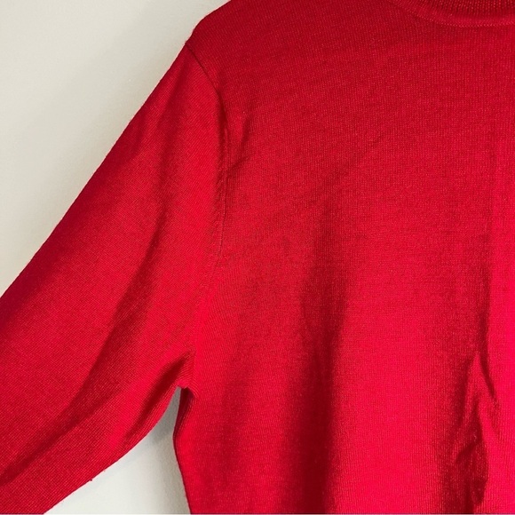 Sarah Spencer Italian Merino Wool Turtleneck Sweater Drawstring Sz L Red Casual - Picture 4 of 9